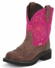 Justin L9973 Ladies Gypsy Casual Boot with Spice Brown Cowhide Foot w/ Perfed Saddle and a Fashion Round Toe