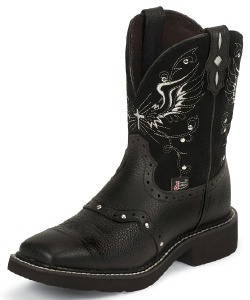 Justin L9977 Ladies Gypsy Casual Boot with Black Deercow Cowhide Foot w/ Perfed Saddle and a Single Stitched Wide Square Toe