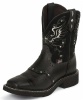 Justin L9977 Ladies Gypsy Casual Boot with Black Deercow Cowhide Foot w/ Perfed Saddle and a Single Stitched Wide Square Toe