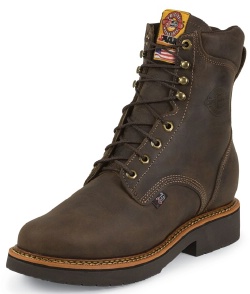 Justin 443 Men's J-Max Collection Work Boot with Rugged Chocolate Gaucho Leather Foot and a Wide Round Steel Toe