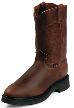 Justin 4754 Men's Double Comfort Collection Work Boot with Mahogany Worn Saddle Leather Foot and a Round Toe