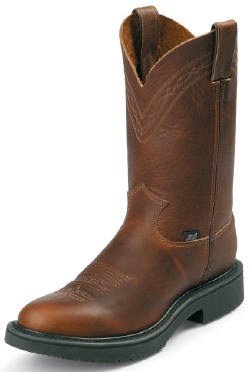 Justin 4872 Men's Double Comfort Collection Work Boot with Mahogany Worn Saddle Leather Foot and a Round Steel EH Rated Toe