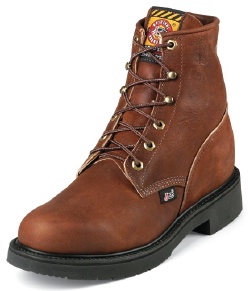 Justin 745 Men's Double Comfort Collection Work Boot with Aged Bark Leather Foot and a Round Steel EH Rated Toe