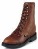 Justin 754 Men's Double Comfort Collection Work Boot with Mahogany Worn Saddle Leather Foot and a Round Toe
