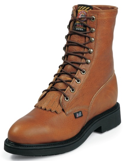 8" lace up Justin Work Boots Style # 766 Safety Toe Leather 