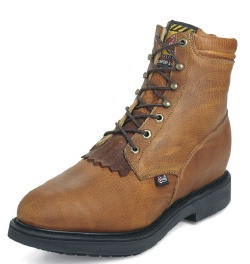 Justin 772 Men's Double Comfort Collection Work Boot with Copper Caprice Leather Foot and a Round Steel EH Rated Toe