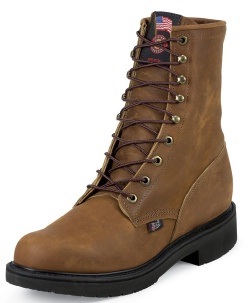 Justin 795 Men's Double Comfort Collection Work Boot with Aged Bark Leather Foot and a Round Steel EH Rated Toe