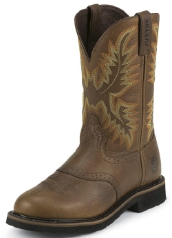 Justin WK4655 Men's Stampede Collection Work Boot with Sunset Cowhide Leather Foot, Perfed Saddle and a Stampede Round Toe