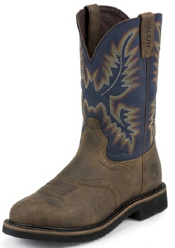 Justin SE4665 Men's Stampede Collection Work Boot with Copper Kettle Rowdy Leather Foot, Perfed Saddle and a Stampede Round Toe