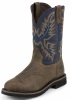 Justin SE4665 Men's Stampede Collection Work Boot with Copper Kettle Rowdy Leather Foot, Perfed Saddle and a Stampede Round Toe