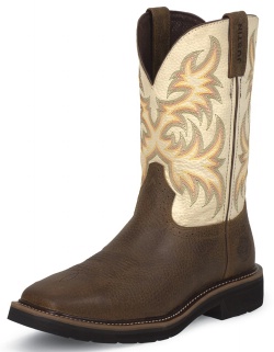 Justin WK4683 Men's Stampede Collection Work Boot with Copper Kettle Rowdy Leather Foot and a Stampede Square Toe