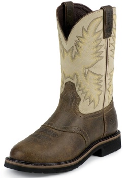 Justin WKL4661 Ladies Stampede Collection Work Boot with Waxy Brown Leather Foot and a Stampede Round Steel Toe