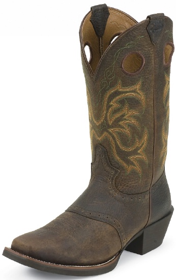 Justin 2523 Men's Stampede Western Western Boot with Dark Brown Rawhide ...