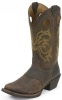 Justin 2523 Men's Stampede Western Western Boot with Dark Brown Rawhide With Perfed Saddle Vamp Foot and a Wide Square Toe