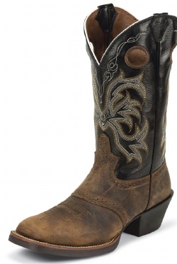 Justin 2531 Men's Stampede Western Western Boot with Tan Distressed Buffalo and a Double Stitched Wide Square Toe