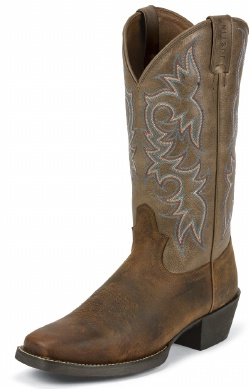 Justin 2563 Men's Stampede Western Western Boot with Rugged Tan Cowhide Foot and a Wide Square Toe