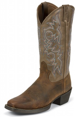 Justin 2563 Men's Stampede Western Western Boot with Rugged Tan Cowhide Foot and a Wide Square Toe
