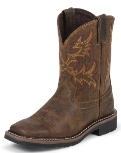 Justin 4681JR Kids Gypsy Western Boot with Rugged Tan Buffalo Foot and a Wide Square Toe