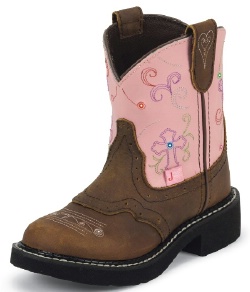 Justin 9206JR Kids Gypsy Western Boot with Bay Apache Cowhide Foot and a Fashion Round Toe