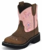 Justin 9206JR Kids Gypsy Western Boot with Bay Apache Cowhide Foot and a Fashion Round Toe