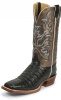 Justin 9607 Men's Exotic Western Boot with Black Vintage Belly Caiman and a Double Stitched Wide Square Toe