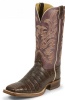 Justin 9608 Men's Exotic Western Boot with Chocolate Vintage Belly Caiman and a Double Stitched Wide Square Toe