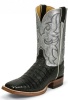 Justin 9613 Men's Exotic Western Boot with Black Vintage Belly Caiman and a Double Stitched Wide Square Toe
