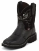 Justin 9977JR Kids Gypsy Western Boot with Black Buffalo Foot with Perfed Saddle and a Wide Square Toe