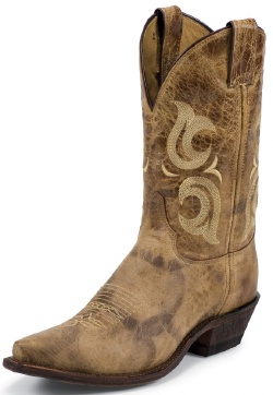Justin BR103 Men's Bent Rail Western Boot with Puma Tan Foot and a Pointed Snip Toe