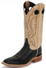 Justin BR303 Men's Bent Rail Western Boot with Black Burnished Calf Foot and a Broad Square Toe With Double Stitched Welt