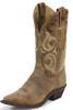 Justin BRL103 Ladies Bent Rail Western Boot with Puma Tan Foot and a Pointed Snip Toe