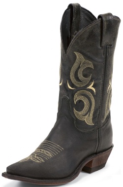 Justin BRL105 Ladies Bent Rail Western Boot with Black Desperado Foot and a Pointed Snip Toe