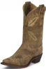 Justin BRL107 Ladies Bent Rail Western Boot with Distressed Tan Puma Fancy Stitch Foot and a Pointed Snip Toe