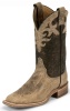 Justin BRL318 Ladies Bent Rail Western Boot with Antique Beige Cowhide Foot and a Double Stitched Wide Square Toe