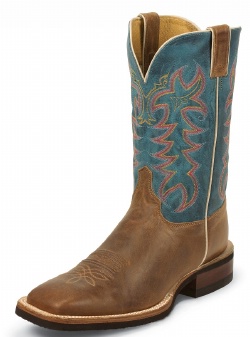 Justin 7046 Men's Q Crepe Boot with Mocha Arizona Cow Foot and a Double Stitched Wide Square Toe