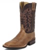 Justin 7051 Men's Q Crepe Boot with Tan America Cow Foot and a Double Stitched Wide Square Toe