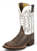 Justin 7052 Men's Q Crepe Boot with Chocolate America Cow Foot and a Double Stitched Wide Square Toe