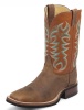 Justin 7053 Men's Q Crepe Boot with Copper Calgary Cow Foot and a Double Stitched Wide Square Toe
