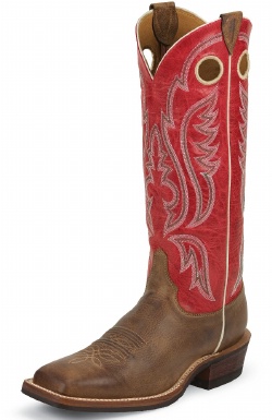 Justin BR326 Men's Bent Rail Boot with Mocha Arizona Cow Foot and a Double Stitched Wide Square Toe