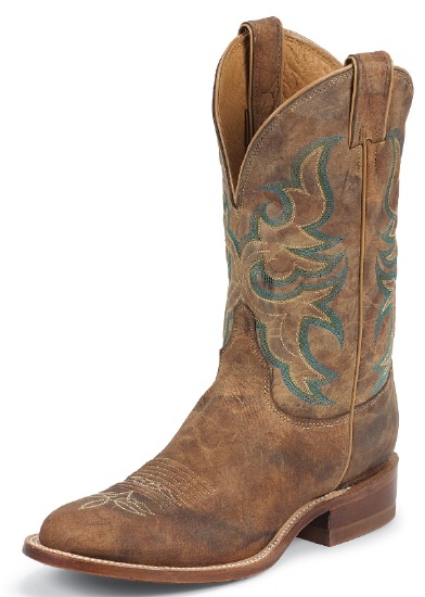 Justin BR336 Men's Bent Rail Boot with Tan Puma Cow Foot and a Double ...