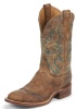Justin BR336 Men's Bent Rail Boot with Tan Puma Cow Foot and a Double Stitched Wide Round Toe