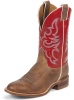 Justin BR345 Men's Bent Rail Boot with Tan Arizona Cow Foot and a Low Profile Broad Round Toe