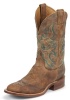 Justin BR346 Men's Bent Rail Boot with Tan Puma Cow Foot and a Low Profile Broad Round Toe