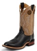 Justin BR371 Men's Bent Rail Boot with Black Superior Cow Foot and a Double Stitched Wide Round Toe