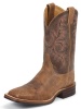 Justin BR372 Men's Bent Rail Boot with Old Map Cow Foot and a Double Stitched Wide Square Toe