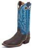 Justin BR377 Men's Bent Rail Boot with Chocolate Puma Cow Foot and a Double Stitched Wide Square Toe
