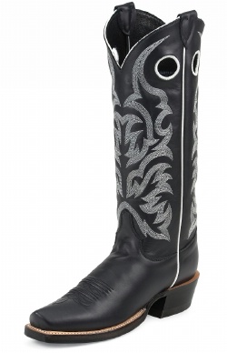 Justin BR700 Men's Bent Rail Boot with Black Superior Cow Foot and a Punchy Square Toe