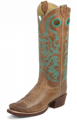 Justin BR701 Men's Bent Rail Boot with Tan Arizona Cow Foot and a Punchy Square Toe