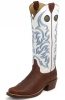Justin BR702 Men's Bent Rail Boot with Mohogany Worn Saddle Foot and a Punchy Square Toe