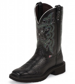 Justin L9993 Ladies Gypsy Boot with Black Pearl Print Cow Foot and a Fashion Round Toe